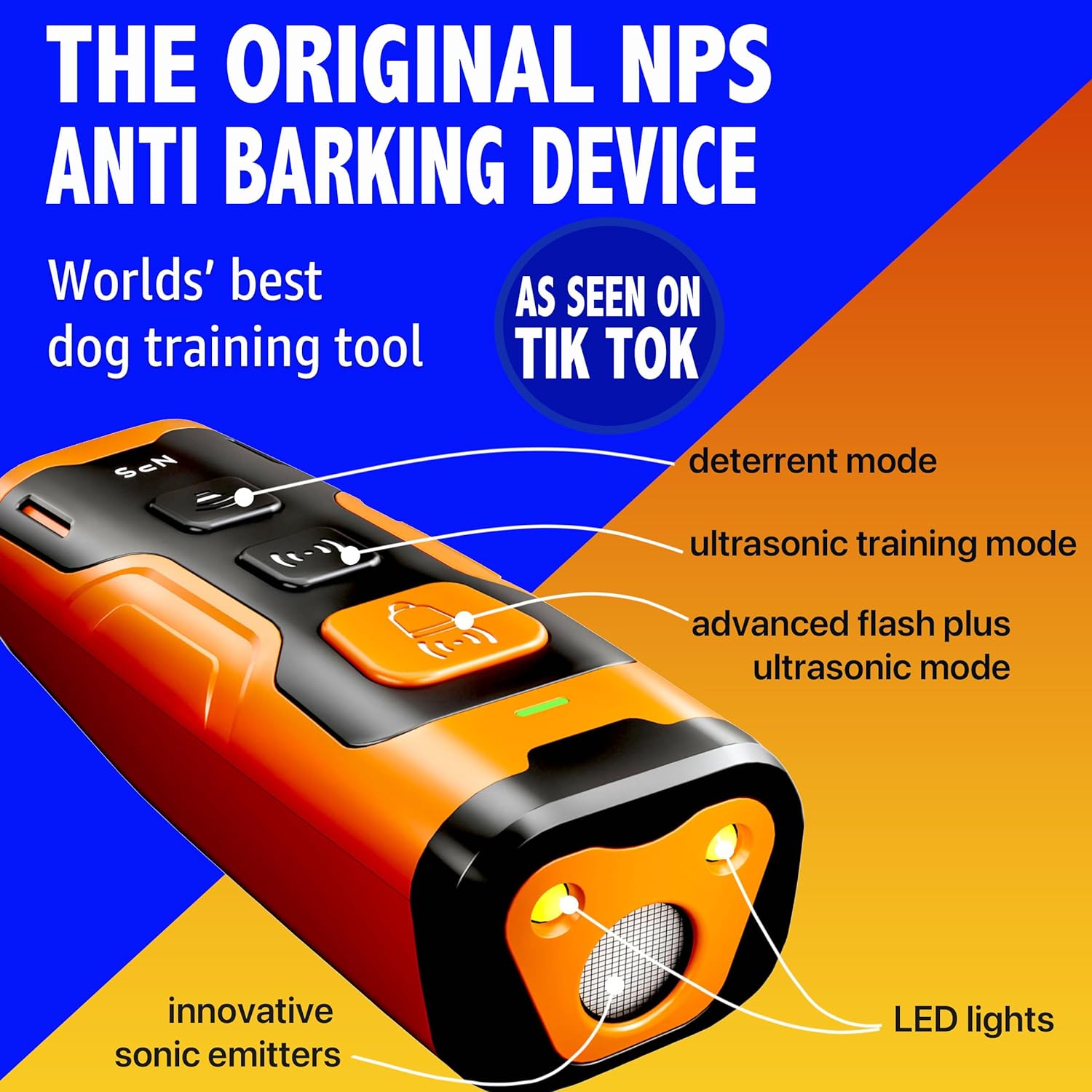 Dog Bark Deterrent Device Stops Bad Behavior | No need yell or swat, Just point to a dog (own or neighbor's) Hit the button | Long-range ultrasonic, Alternative to painful dog shock collar