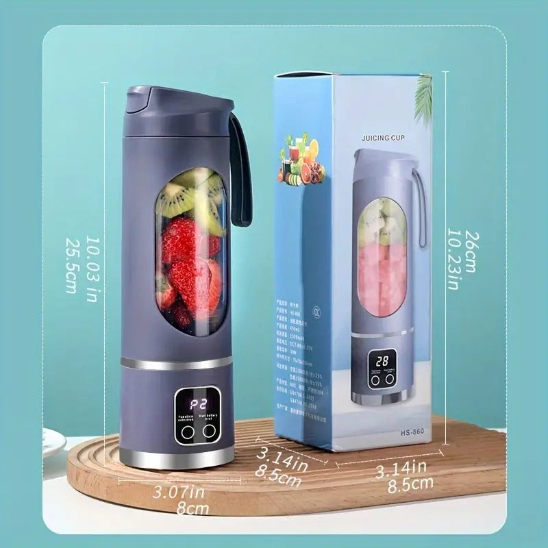 Portable Juicer, Mini Blender, Mini Ice Crusher With Three Modes, Digital Display  USB Rechargeable And 12- Blades, Easy-to-Clean, Suitable For Travel