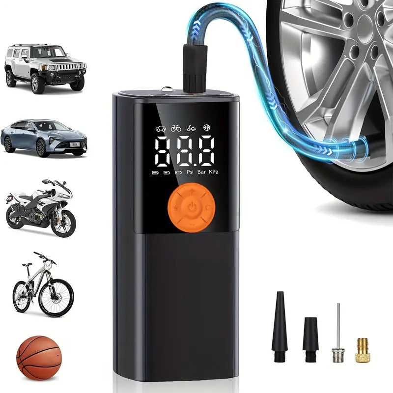 Portable Tire Inflator, Car Air Compressor With Digital Pressure Gauge, Air Pump With LED Light For Car, Motorcycle, Electric Bike, And Bicycle (150 PSI )