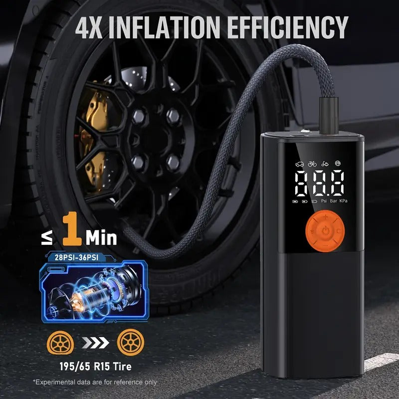 Portable Tire Inflator, Car Air Compressor With Digital Pressure Gauge, Air Pump With LED Light For Car, Motorcycle, Electric Bike, And Bicycle (150 PSI )