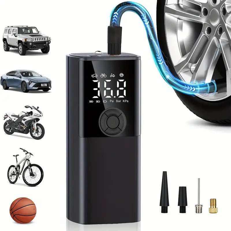 Portable Tire Inflator, Car Air Compressor With Digital Pressure Gauge, Air Pump With LED Light For Car, Motorcycle, Electric Bike, And Bicycle (150 PSI )